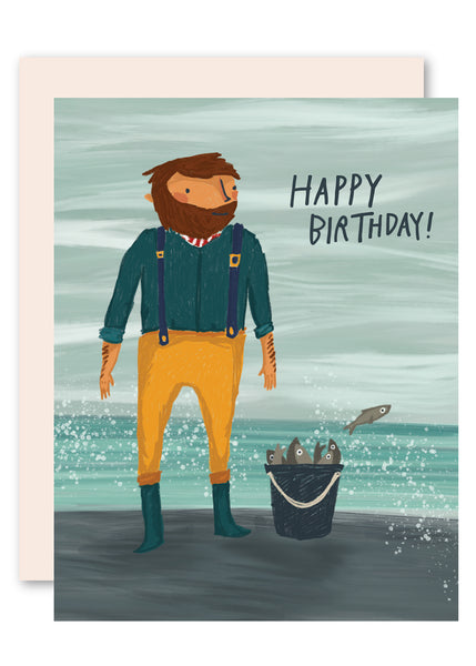 Fisherman Birthday Card for Men, Women, and Kids by Pencil Joy