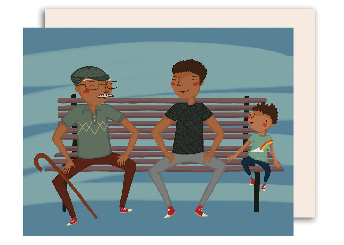 On a Bench - Happy Father's Day Card