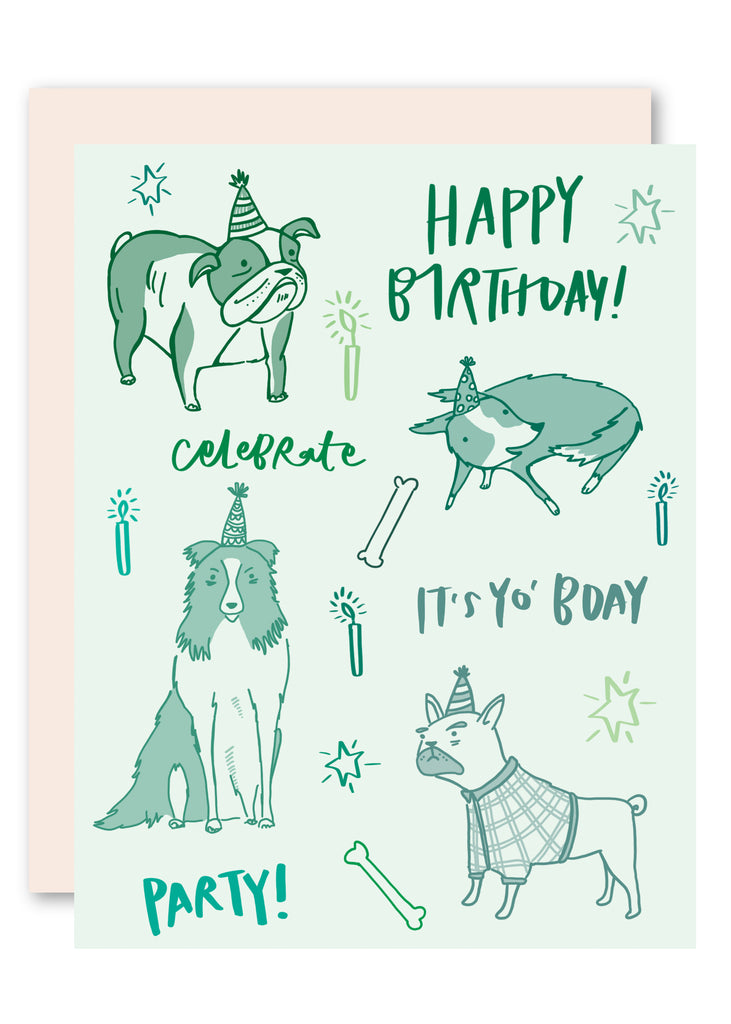 Dog party birthday card