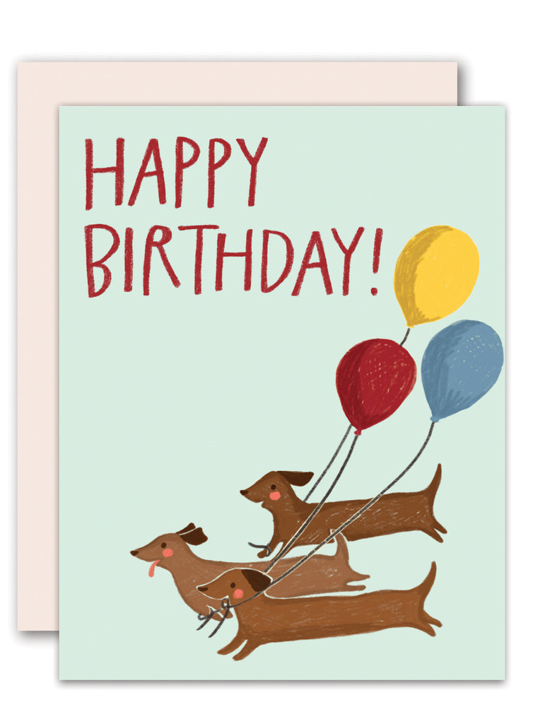 Dogs with balloons - birthday card