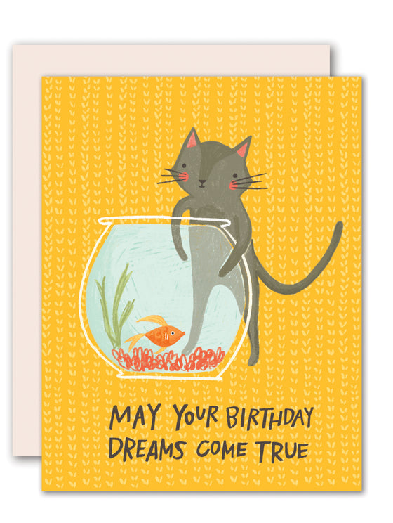 Cat fishing birthday card