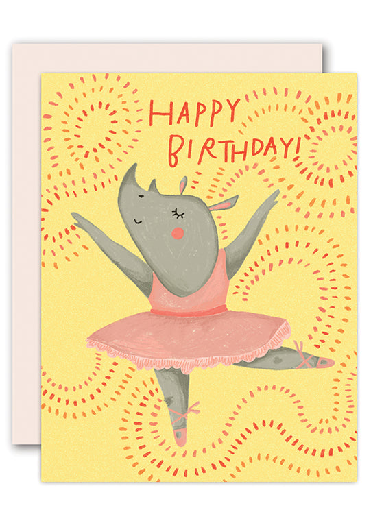 Rhino Ballerina Birthday Card