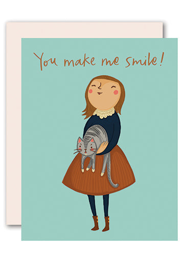 You make me smile! - funny cat card for all occasions