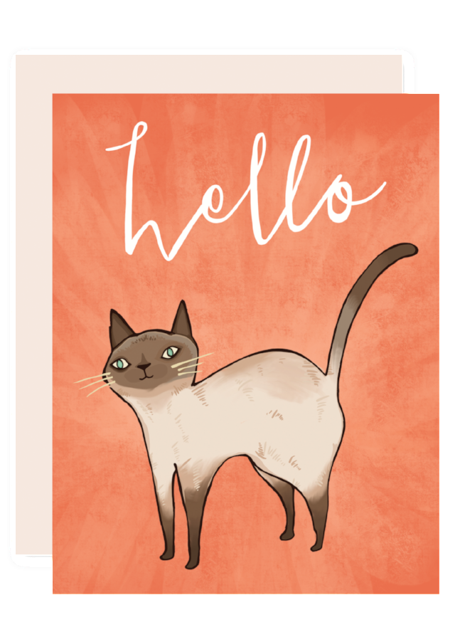 Hello Cat Greeting Card