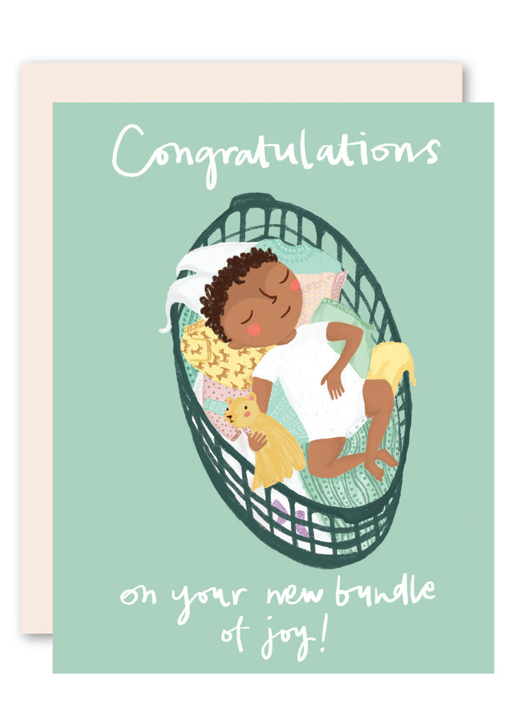 Basket Baby Congratulations Card