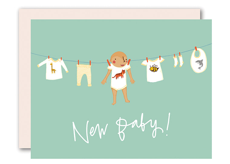 Baby on Clothesline - Boy - baby card