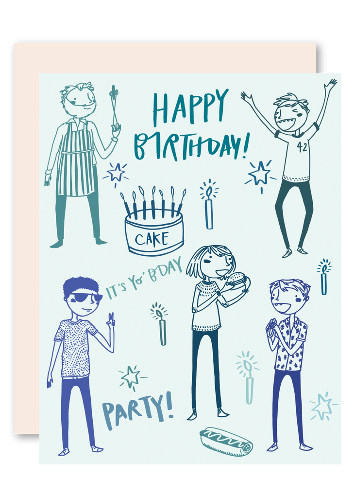 Guy Party Birthday Greeting Card
