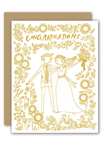 Wedding Congratulation Greeting Card With Gold Foil
