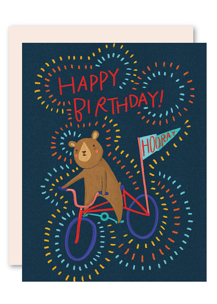 Bear on bike birthday card