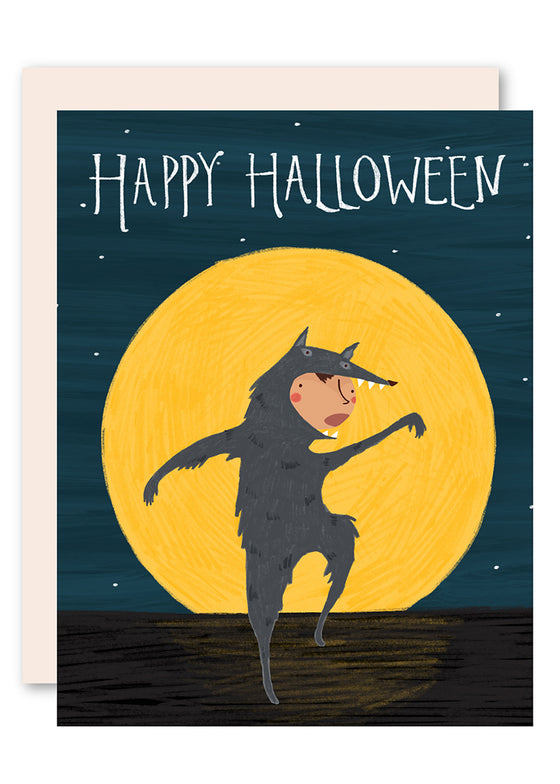 Full Moon Wolf Halloween Card