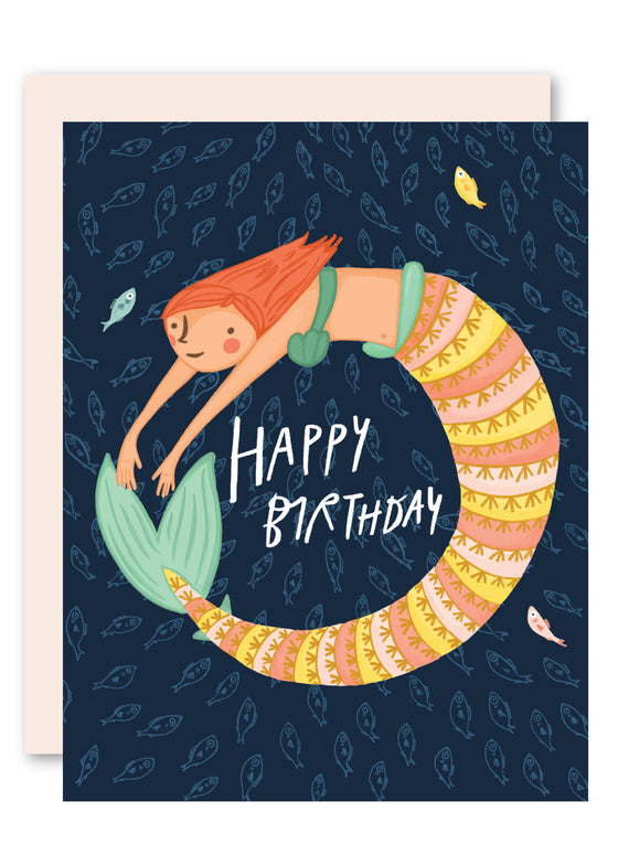 Swimming mermaid birthday card